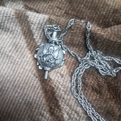 Angel Pewter Oil Diffuser Pendant on 24" Rhodium-Plated Chain
