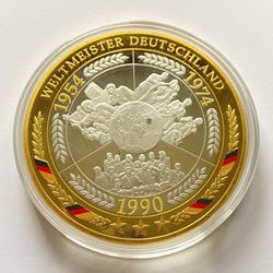 German Desktop Medal 1990, Dedicated To Football, Very Heavy And Made Like Gold