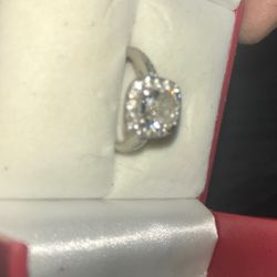 2ct Diamond Platinum With Diamond Halo And Half Diamond STudded 