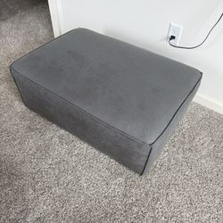 Grey Faux Leather Ottoman
