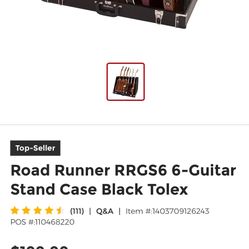 Road Runner RRGS6 6-Guitar Stand Case Black Tolex