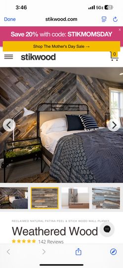 Stikwood Reclaimed Weathered Wood Peel & Stick Wood Planks 40sqf per box