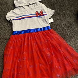 New Girls Disney Mickey Minnie Mouse Dress Tulle Skirt Minnie Ears So Cute 10/12 Large 