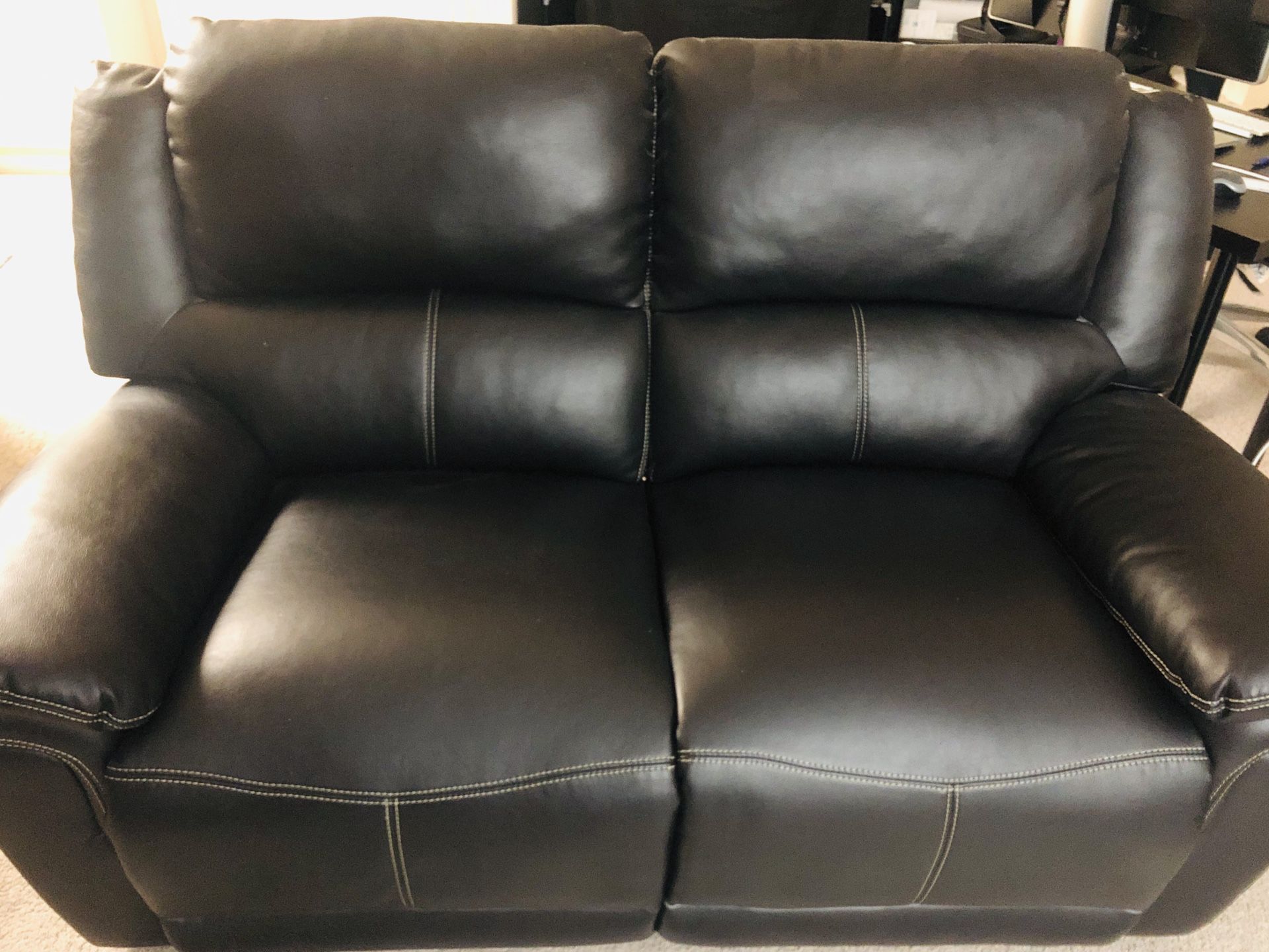 Love seat 2-seater couch with recliner(BLACK)