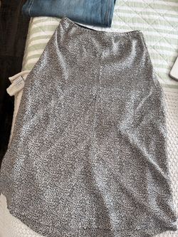 White Black Spotted Print Midi Skirt