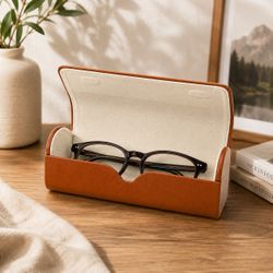 Caramel Brown Leather Eyeglass Case