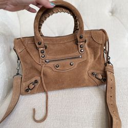 City Brown Suede Bag Small