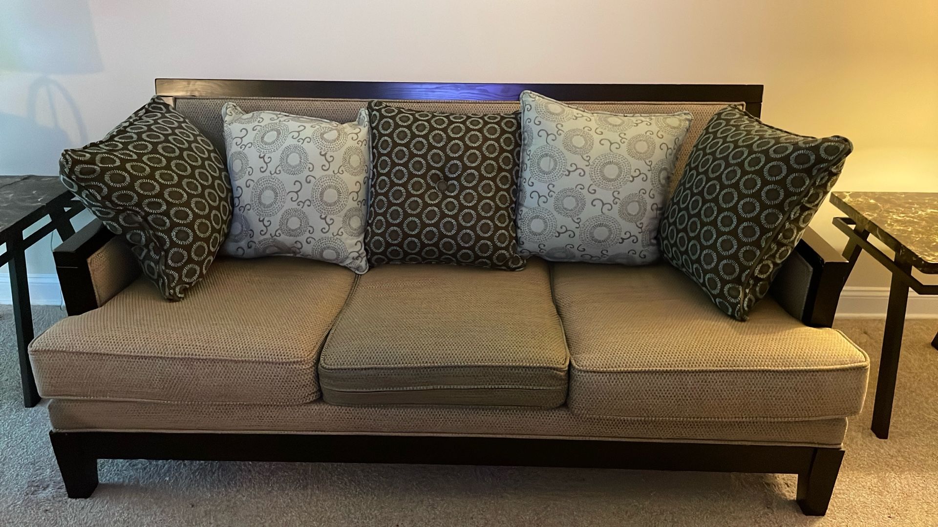 Long Couch with Pillows