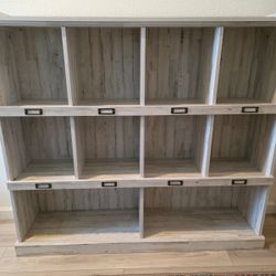 White Plank Finish Bookcase Unit