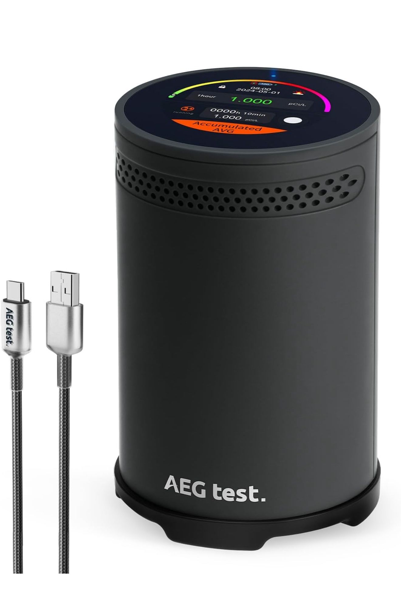 HOUND-3699 Portable Radon Detector for Home, 10-Mins Data Updates, Touchscreen Color Display, Audible & Visual Alarm, Long-Term Continuous Monitoring