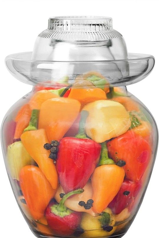 Large Traditional Sichuan Chinese Glass Fermenting Jar with Water Seal Airlock Lid, Glass Fermentation
