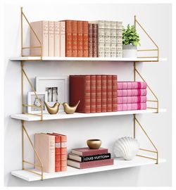 3-Tier Floating Wall Shelves White and Black