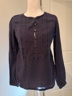 Dark Navy Textured Long Sleeve Blouse