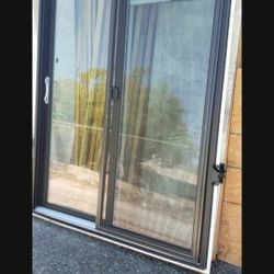 60x80 Left Hand Jelwend New Construction Bronze Outside White Inside Sliding Patio Door 60x80