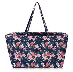 Large Utility Tote Bag Oversized Carry-All Beach Shopping Tote - Pink Cherry Blossom Flowers