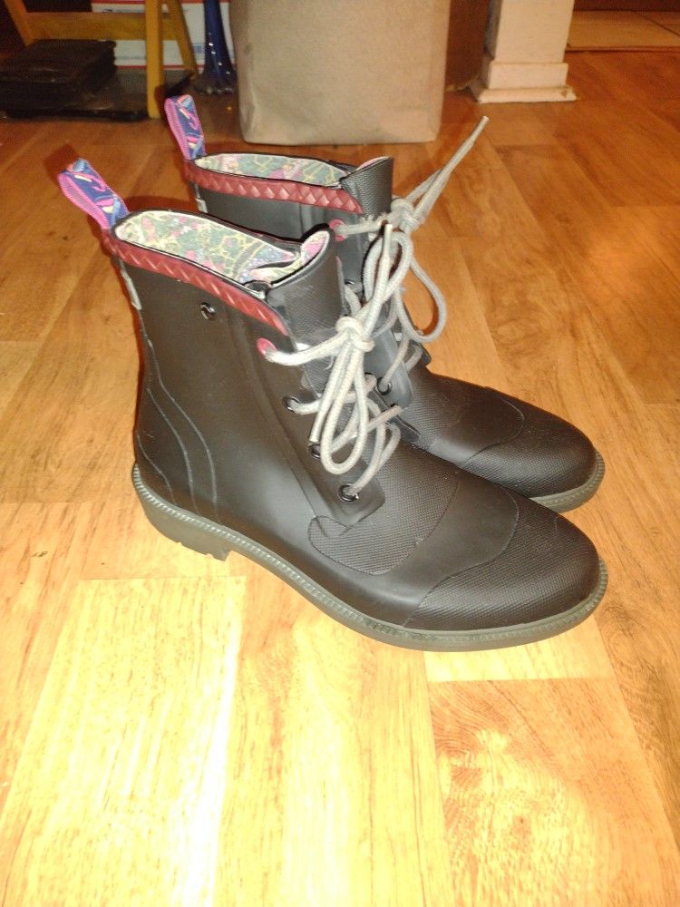 Ted Baker Epsalo Black Rubber Ankle Rain Boot Men Size 10 US / 9UK