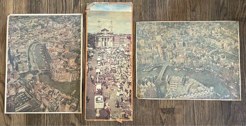 3 Vintage Amsterdam Canal and Market Prints