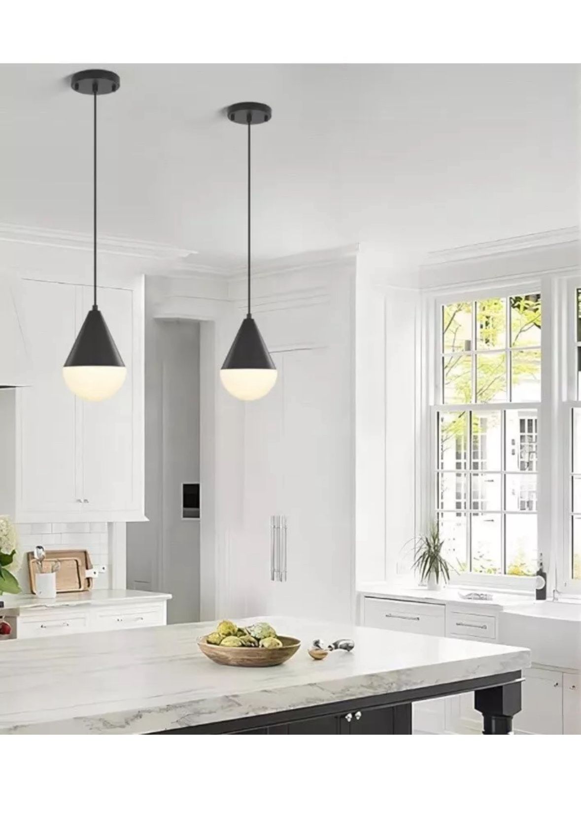 2 Pack Aslainy Black Adjustable Kitchen Island Pendant Light Fixtures 6.3 Inches