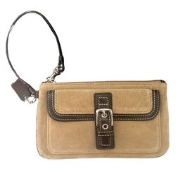 Coach New Suede Tan/Mahogany Wristlet