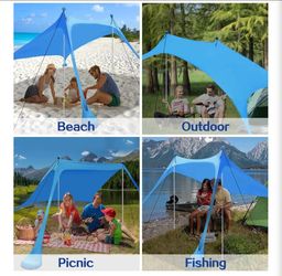 Beach Canopy / Tent Pop Up Shade 7.5X7.5 FT Blue