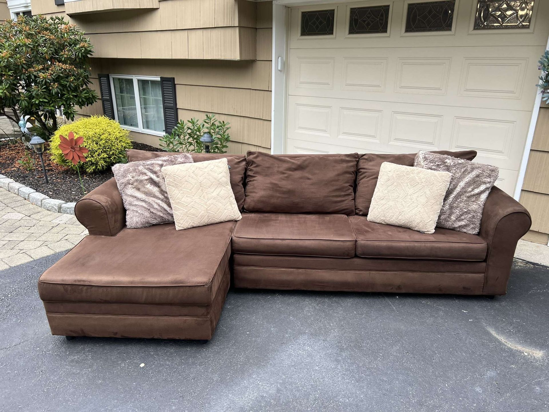 Dark Brown 2 Piece L Shaped Sectional Sofa Couch FREE LOCAL DELICERY
