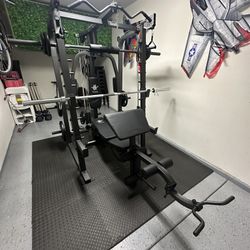 Vesta Fitness Smith Machine 2001 w/Bench Attachment | 230lb Bumpers Weights | 7ft Olympic Bar | Fitness | Gym Equipment | FREE DELIVERY🚚 