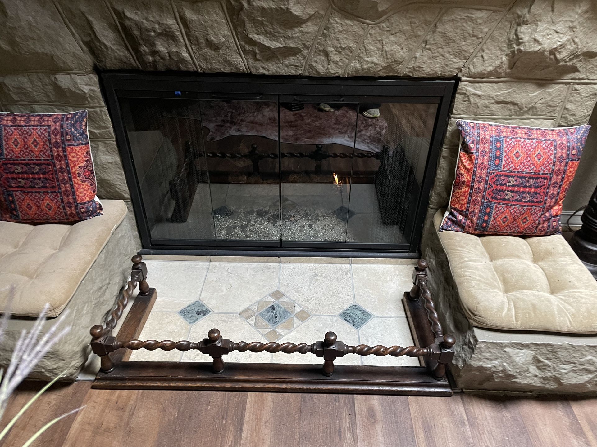 Vintage 1800"s Turned Vood Fireplace Fendee