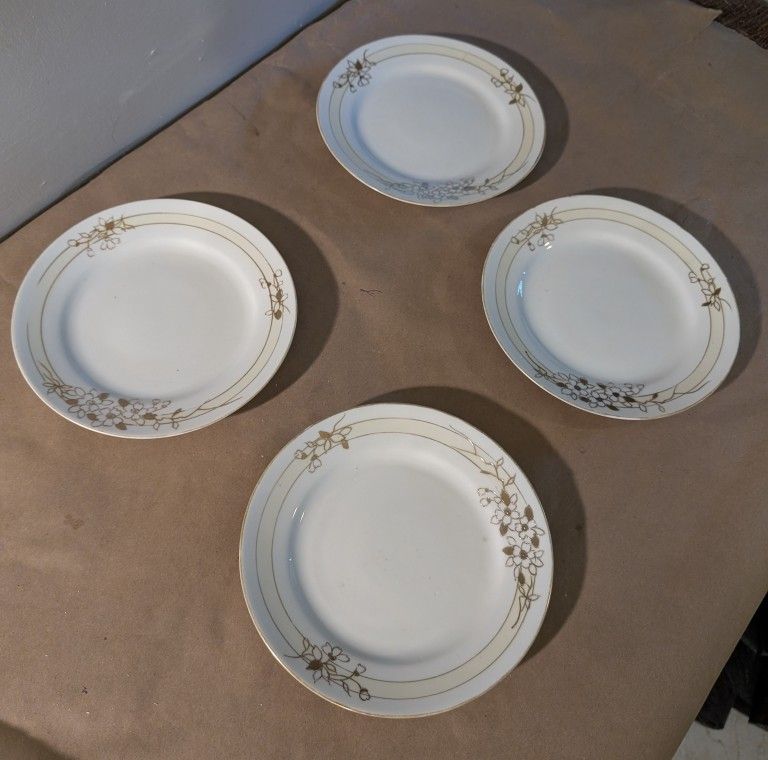 For Vintage Nathan Plates 7 And 1/2-in Round With Gold Trim