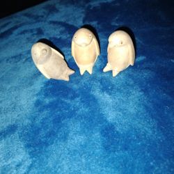 3 Hand Carved Penguins