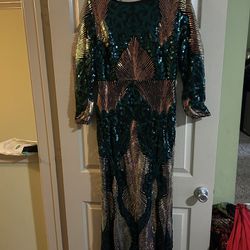 Gold and Green Sequin Dress