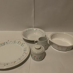 Vintage Home Beautiful “Green Meadow “ and Studio Nova “Fresh Mint” Stoneware Serving Pieces 