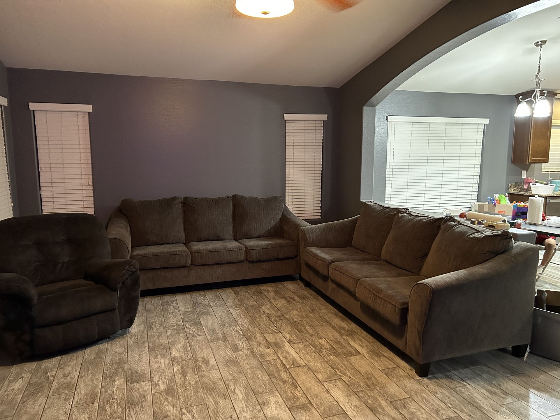 Ashley Full Size Couches (2) Ashley Recliner