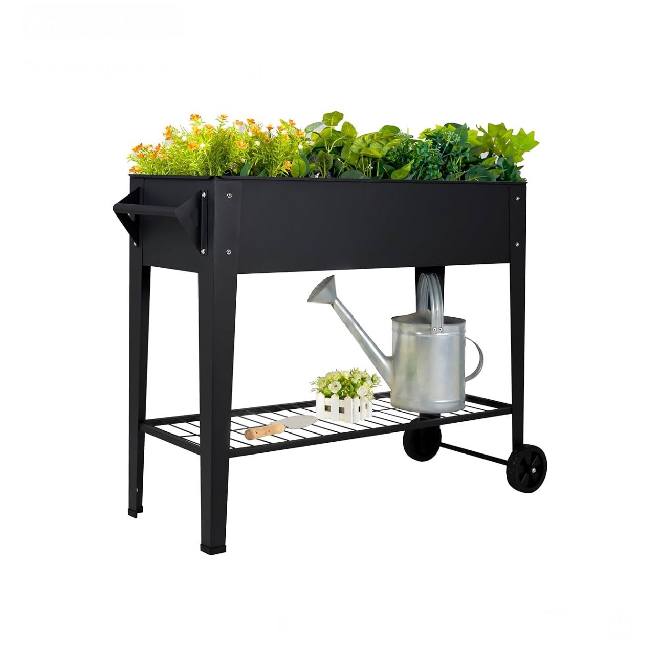 LEETOLLA Elevate 32" Tall Raised Garden Bed Outdoor with Wheels & Shelf for Mobility, 400LBS Capacity, Anti-Rust Steel Planter Box