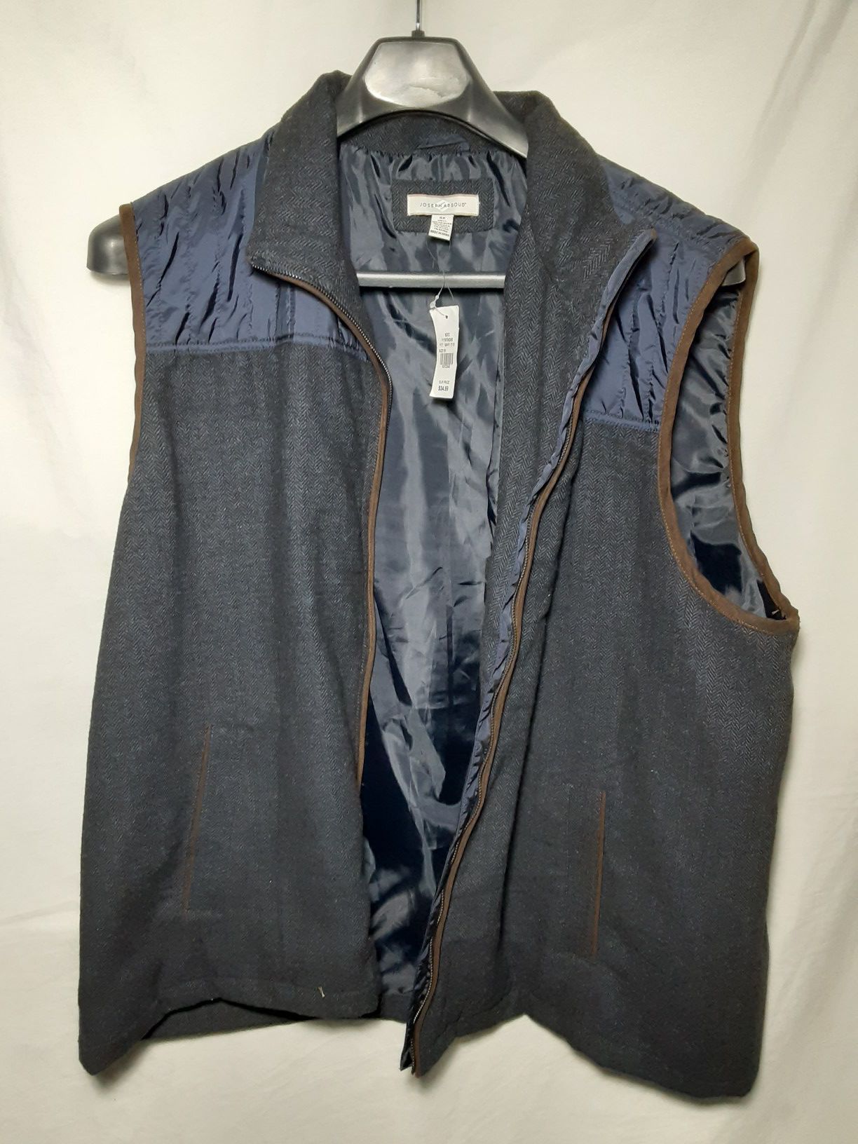 Mens Joseph Abboud Black and Navy Zip Front Vest Size 5X