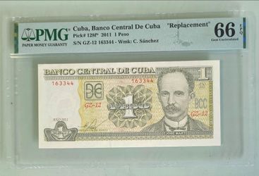 1 Peso 2011 "Replacement" jose marti PMG 66