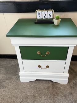 Painted Two-Drawer Nightstand with Brass Hardware