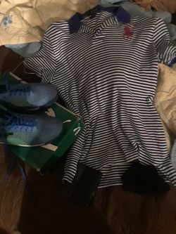 PUMA SHOE: SIZE 9/2 ONLY WEAR IT ONCE.RALPH LAUREN POLO SHIRT :SIZE (XL18-20)