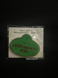 2021 Disney Parks Cast Exclusive Environmental Hero Name Tag Green Leaf Pin