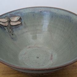 Handmade Ceramic Dragonfly Bowl – Signed Belen Harvey House
