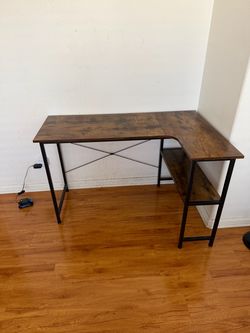 L-Shaped Computer Desk with Storage Shelves