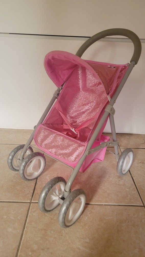Adora Glittery Baby Doll Stroller with Light-Up Wheels 