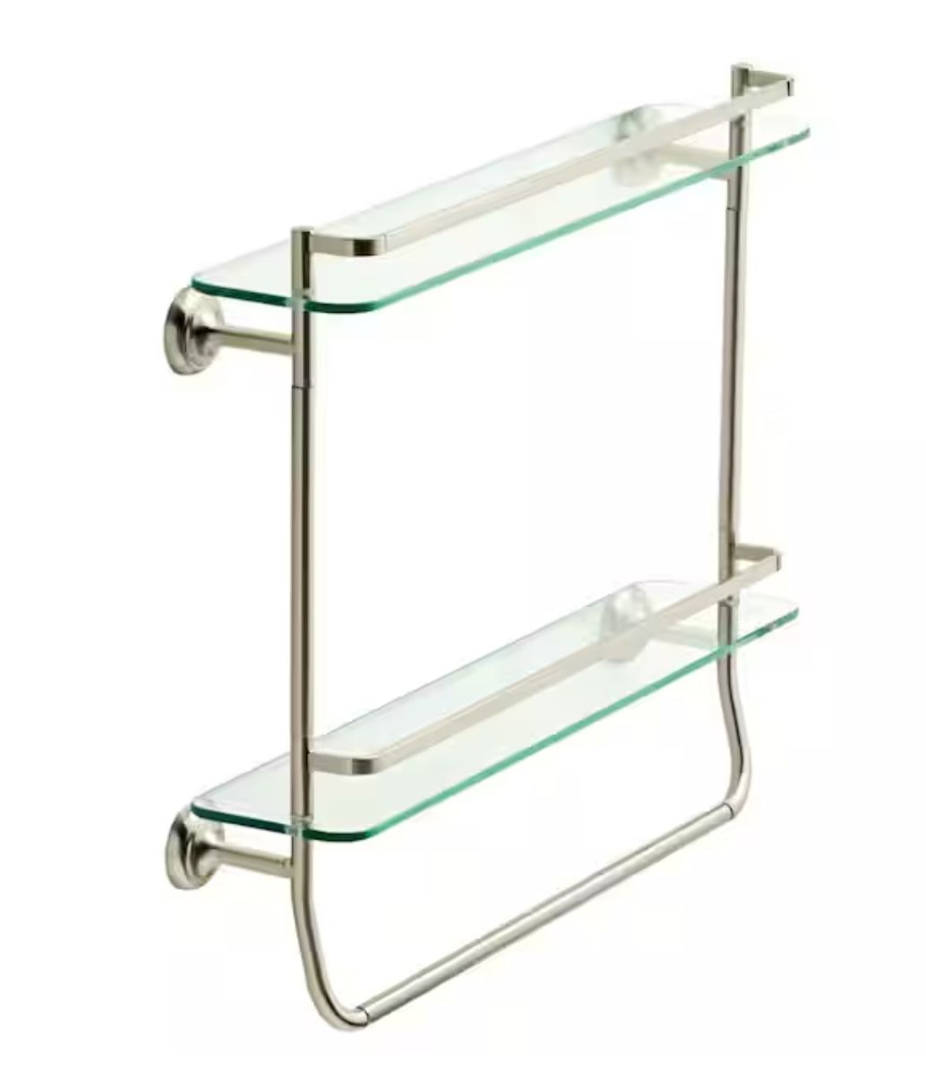 Delta Decorative Bath Storage 18 Double Glass Shelf with Towel