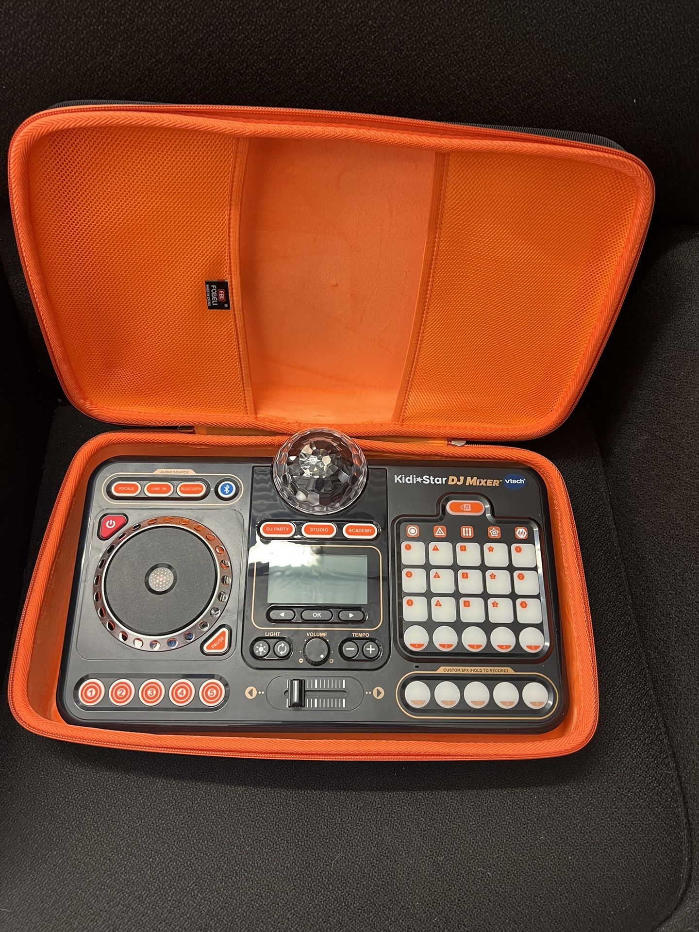 KidiStar DJ Mixer - Black and Orange and a case