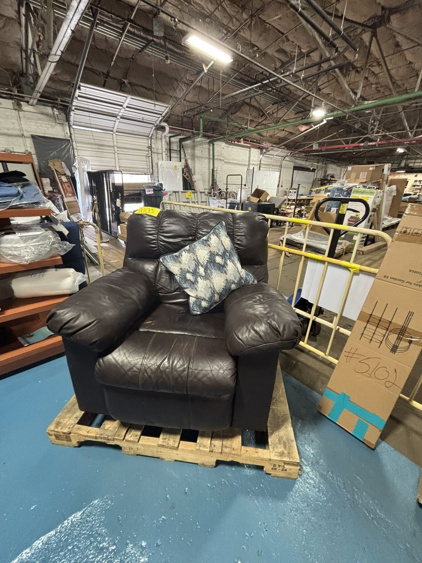 Brown leather, big reclining chair