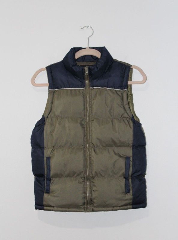 i5 Apparel Puffer Vest Youth Size Large (12/14) Green & Navy Full Zip w/Pockets