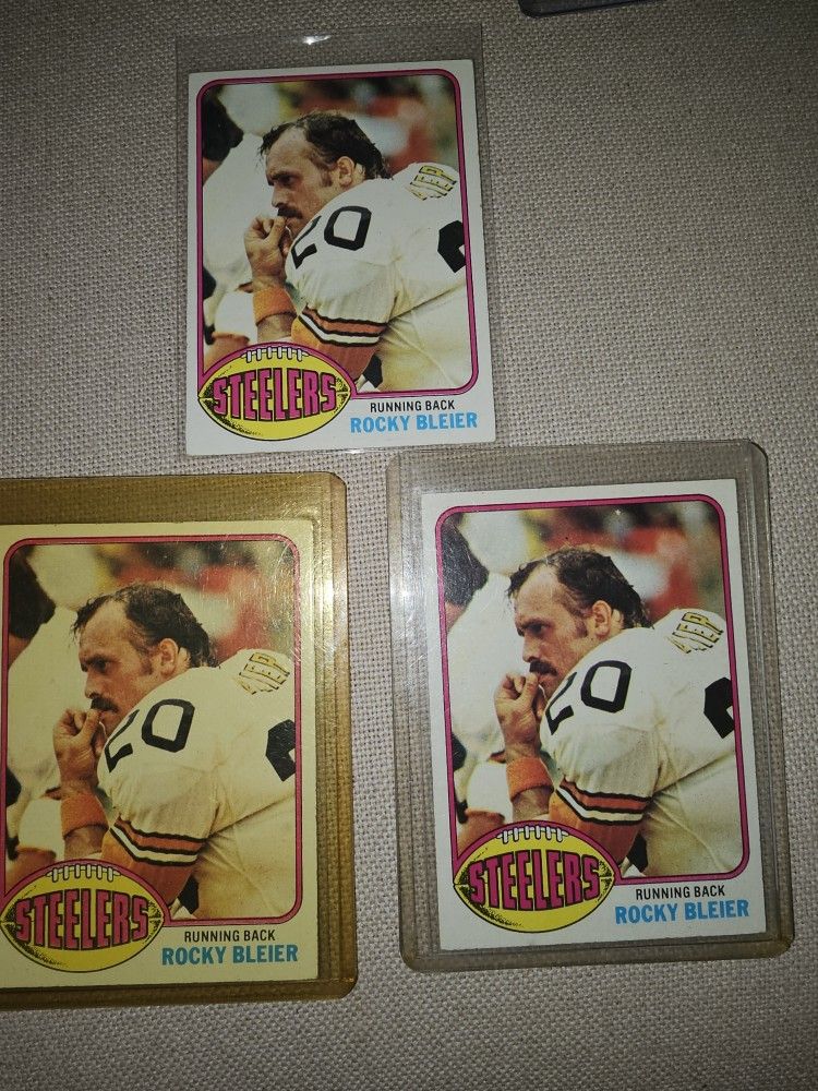 3 1976 Topps Football Cards Rocky Blier