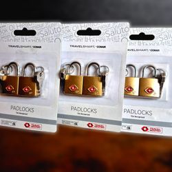 TravelSmart TSA Padlocks Bundle (6 Total) - Secure Brass Locks for Travel Bags