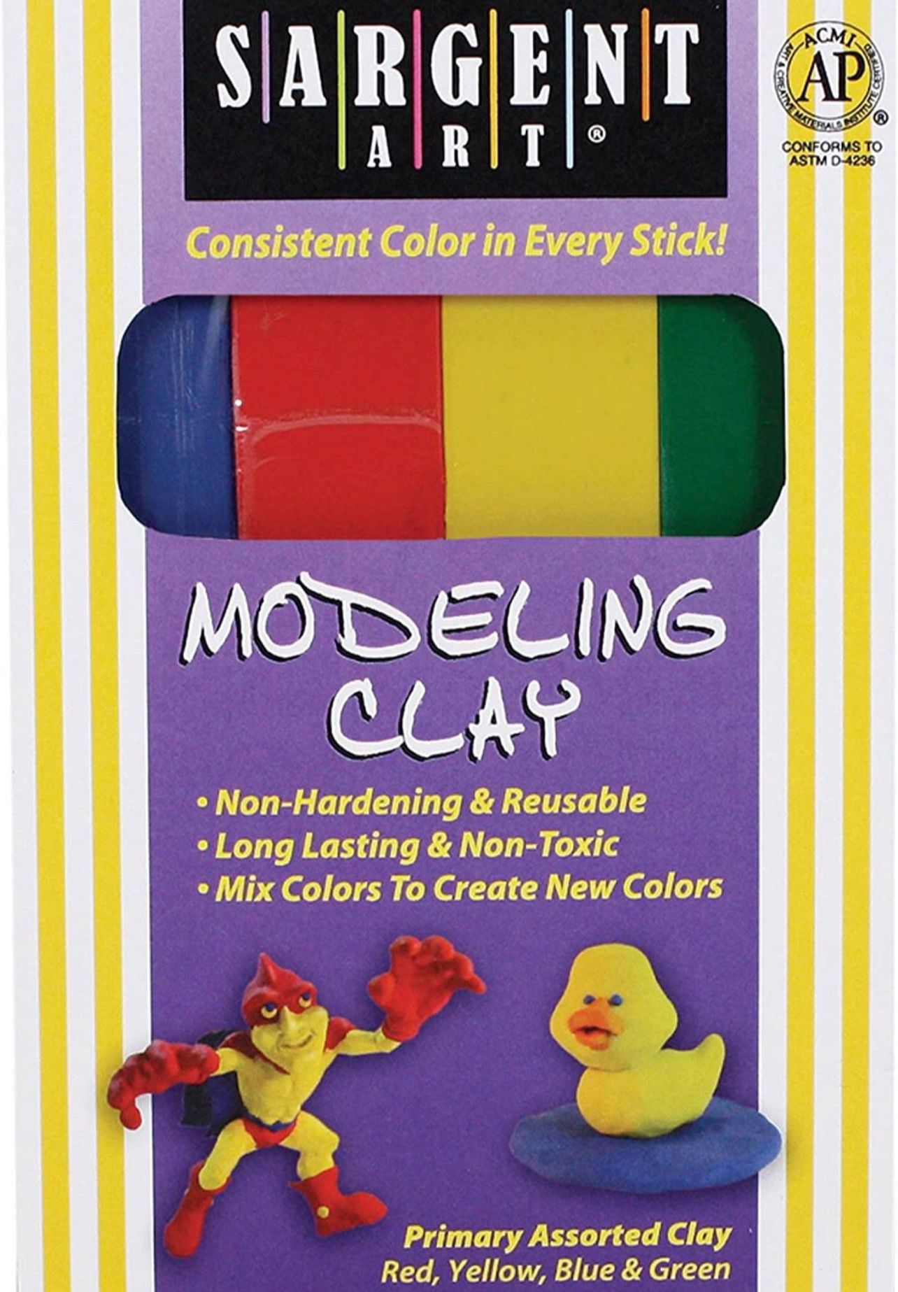 1 Pound Primary Assorted Color Clay Contains 4 Individual Clay Sticks