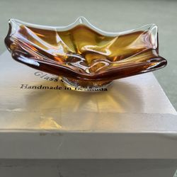 Amber And Clear Dish Dockyard Glassworks Handmade In Bermuda 