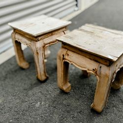 Solid Teak End Tables Or Stools 